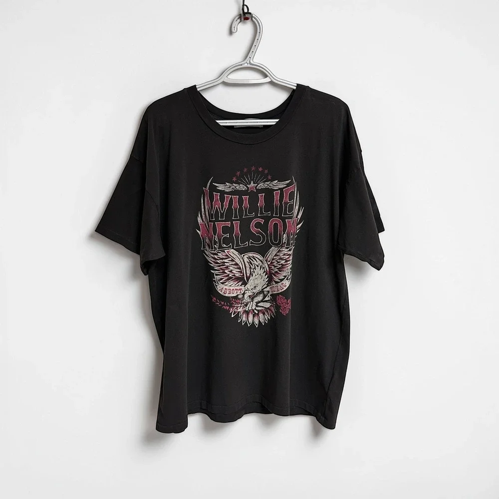 Daydreamer Willie Nelson Abbott Texas Graphic T Shirt Large Vintage Black Size L - Picture 2 of 7